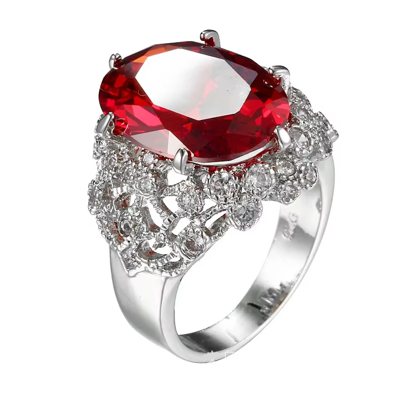 Bague de fiançailles Solitaire rouge pour femmes