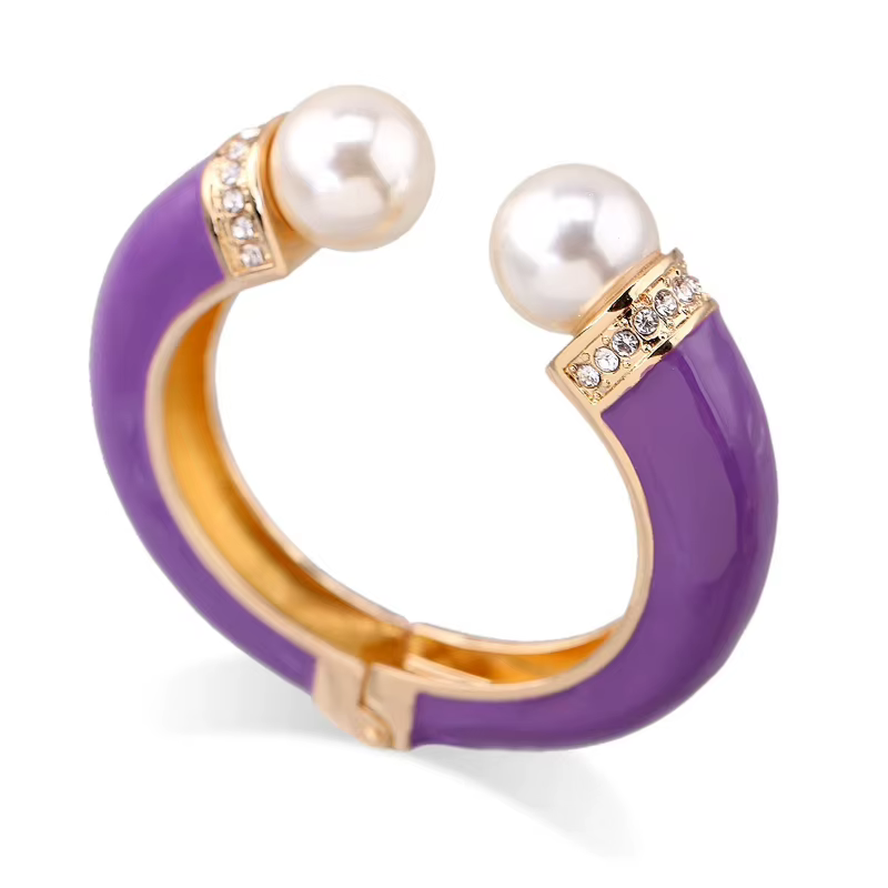 Bracelet manchette personnalisé à double perles pour femme