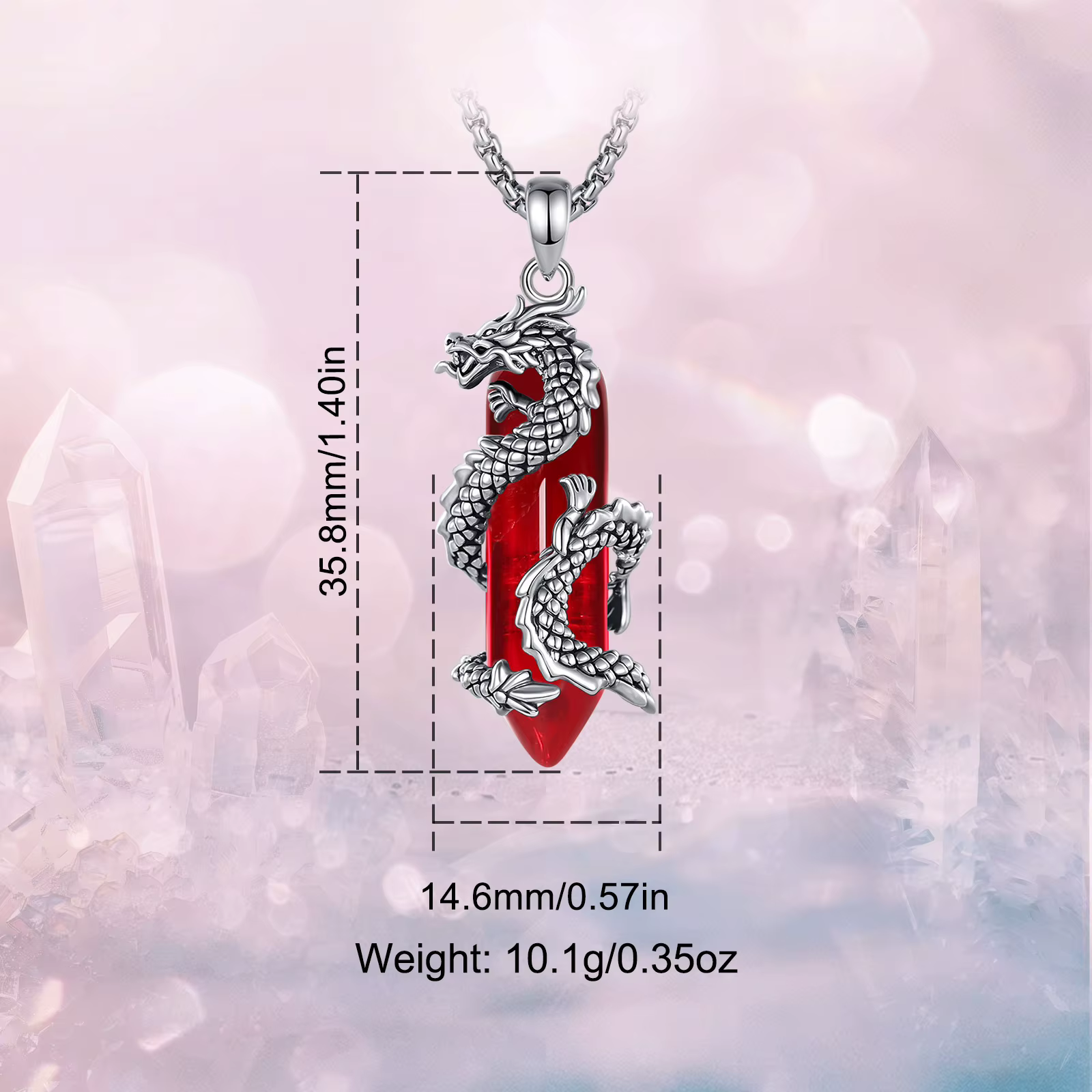 Eudora Dragon Twining Hexagonal cornaline prismatique collier Punk pierre de guérison pendentif en cristal bijoux fins pour femmes homme cadeau