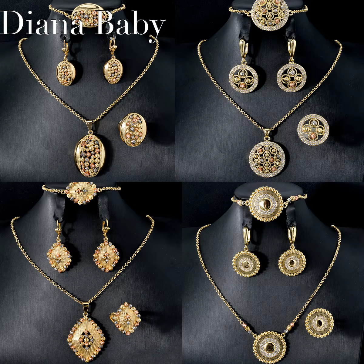 Ensemble de bijoux plaqués or italien 18 carats