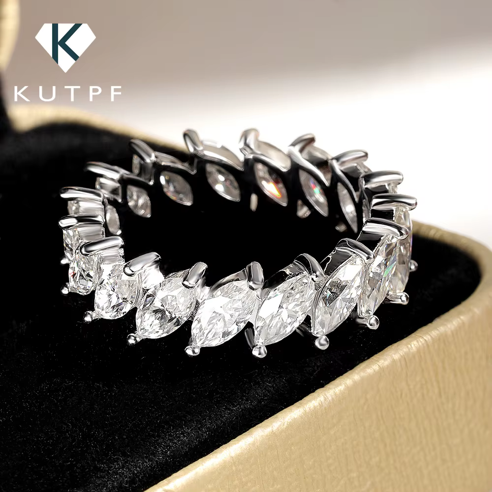Bague d'éternité en Moissanite taille Marquise