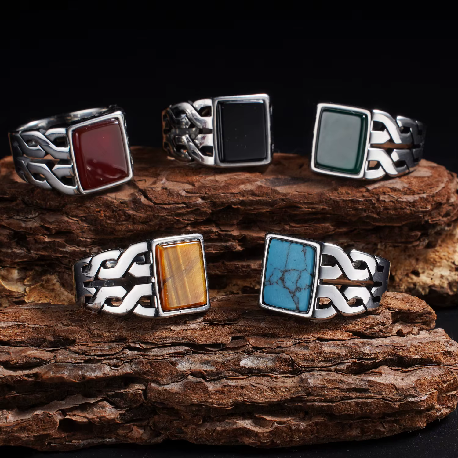 Bague Vintage en acier inoxydable 316L pour hommes