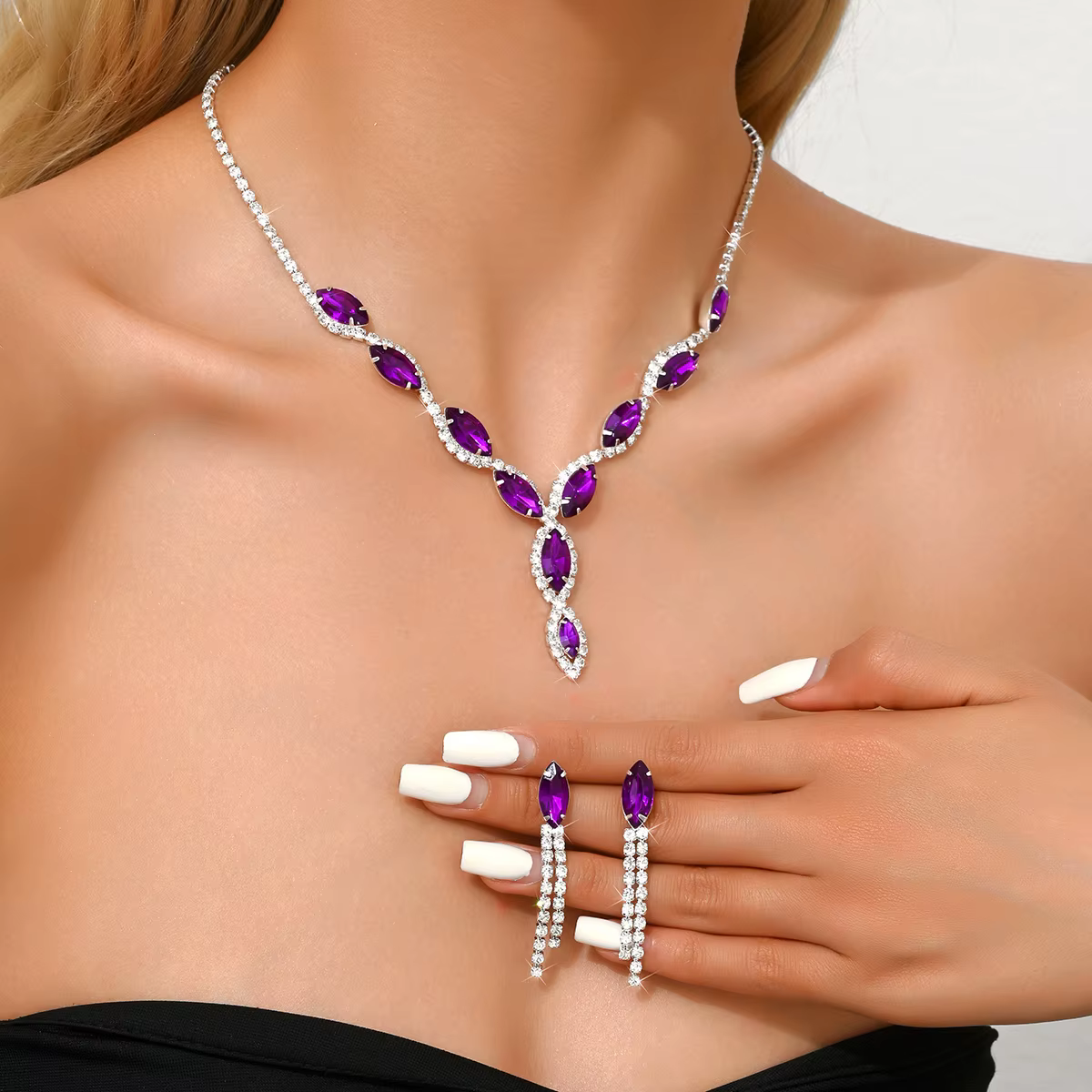 BLIJERY élégant violet cristal ensembles de bijoux pour femmes