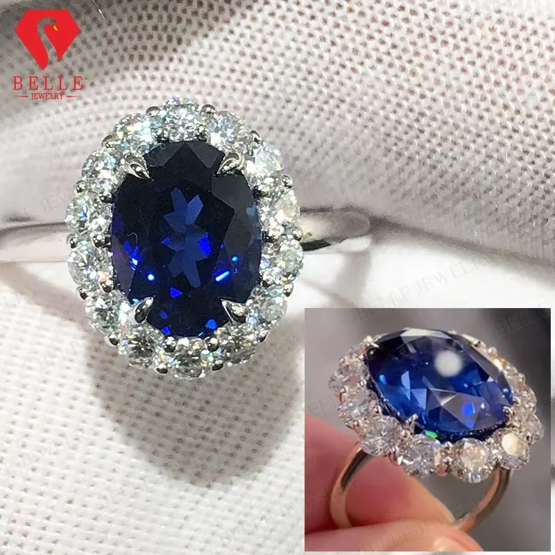 Bague en argent regardé 925 18 carats avec moissanite D blanche