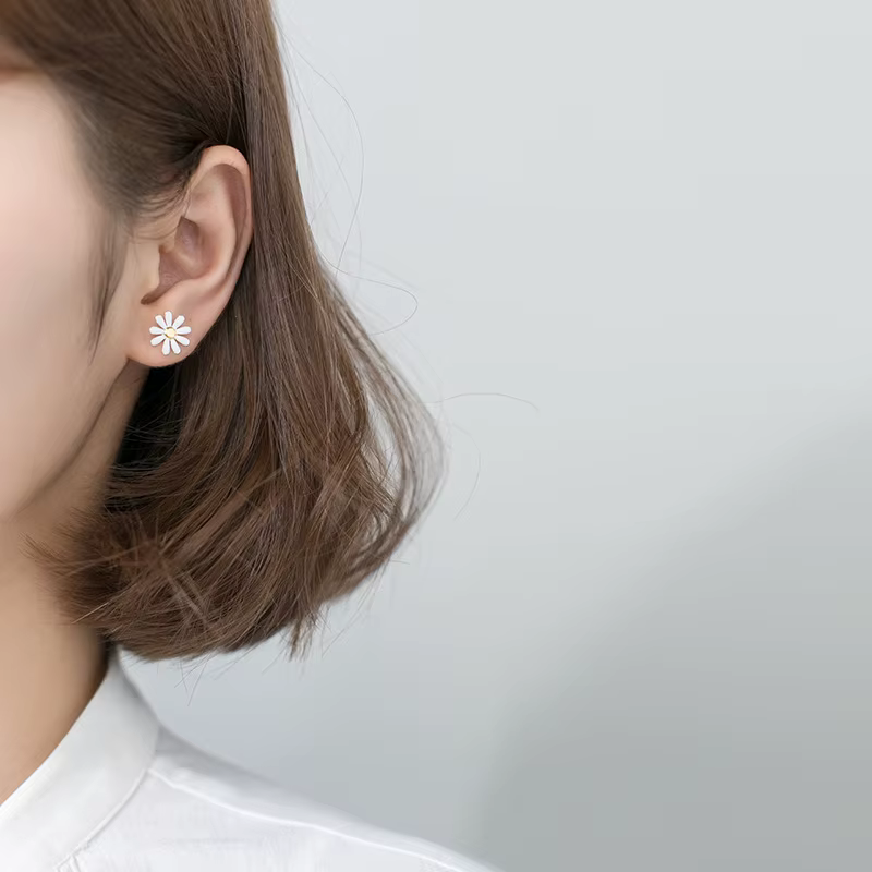 Modian élégant fleur Daisy bijoux pour les femmes mode 925 argent Sterling émail Simple boucles d'oreilles femme anniversaire cadeau