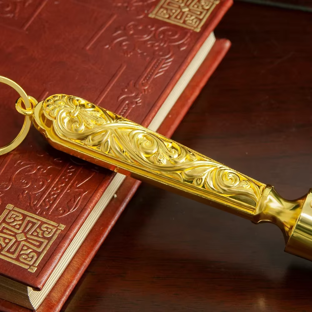 Aspergillum liturgique orthodoxe plaqué or de luxe pour la liturgie de l'église
