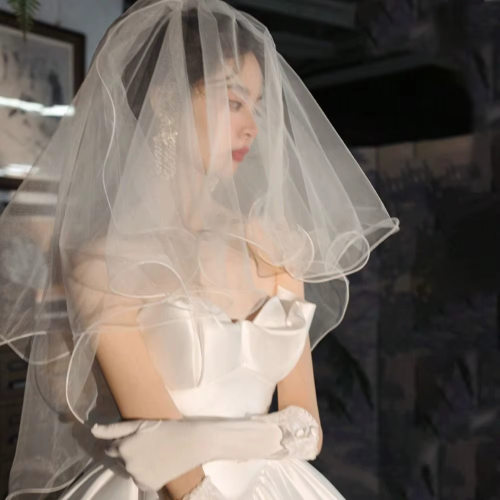 Voile de mariée élégant à deux couches