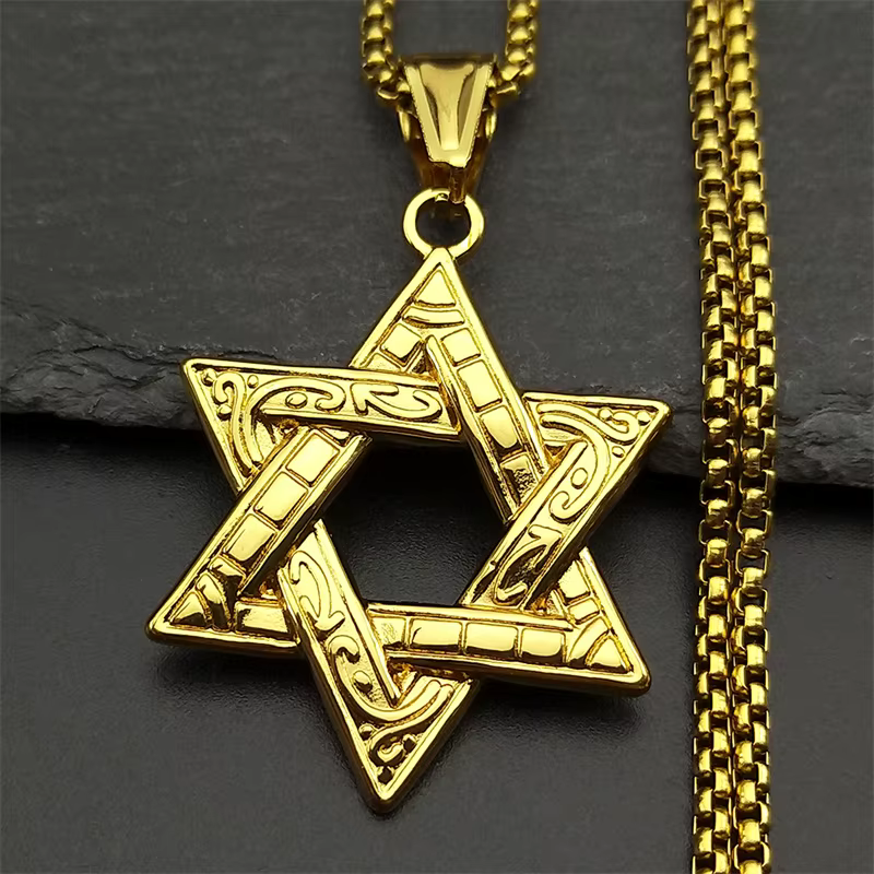 Collier pendentif étoile juive David pour hommes et femmes