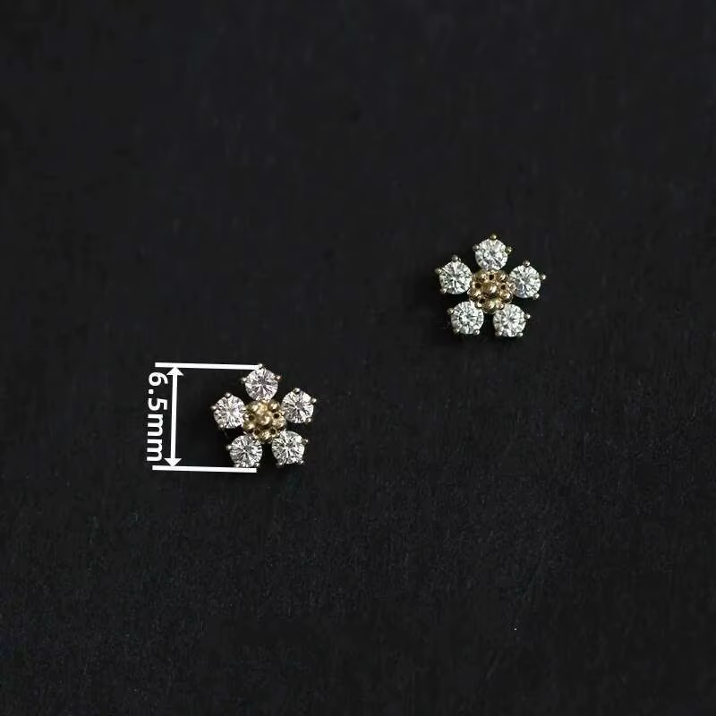 GOLDtutu – boucles d'oreilles cinq diamants en or pur 9k pour femmes
