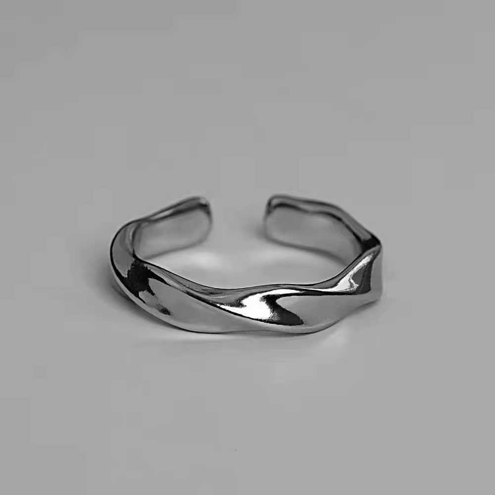 Mobius – bague ondulée en alliage de couleur argent