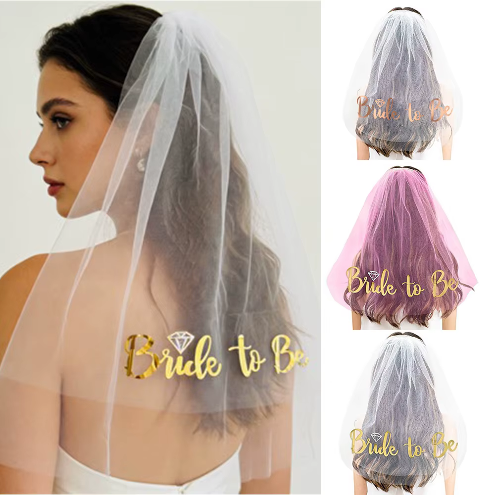 Voile de mariée rose doré pour enterrement de vie de jeune fille