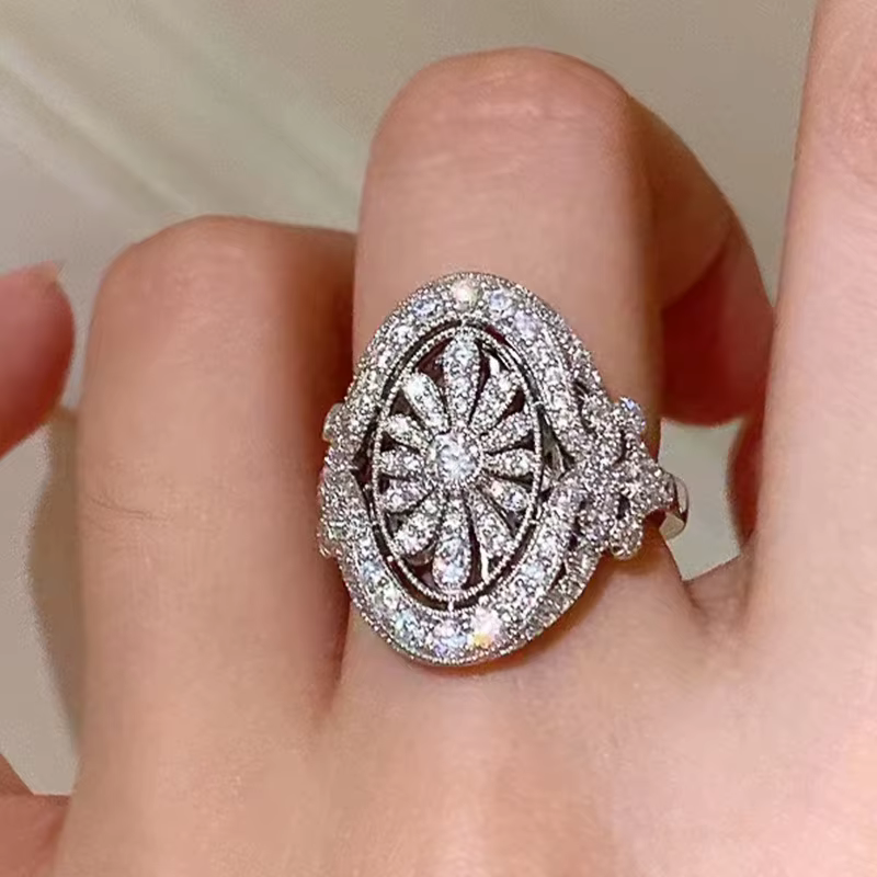 Huitan – bague Noble ajourée pour femmes