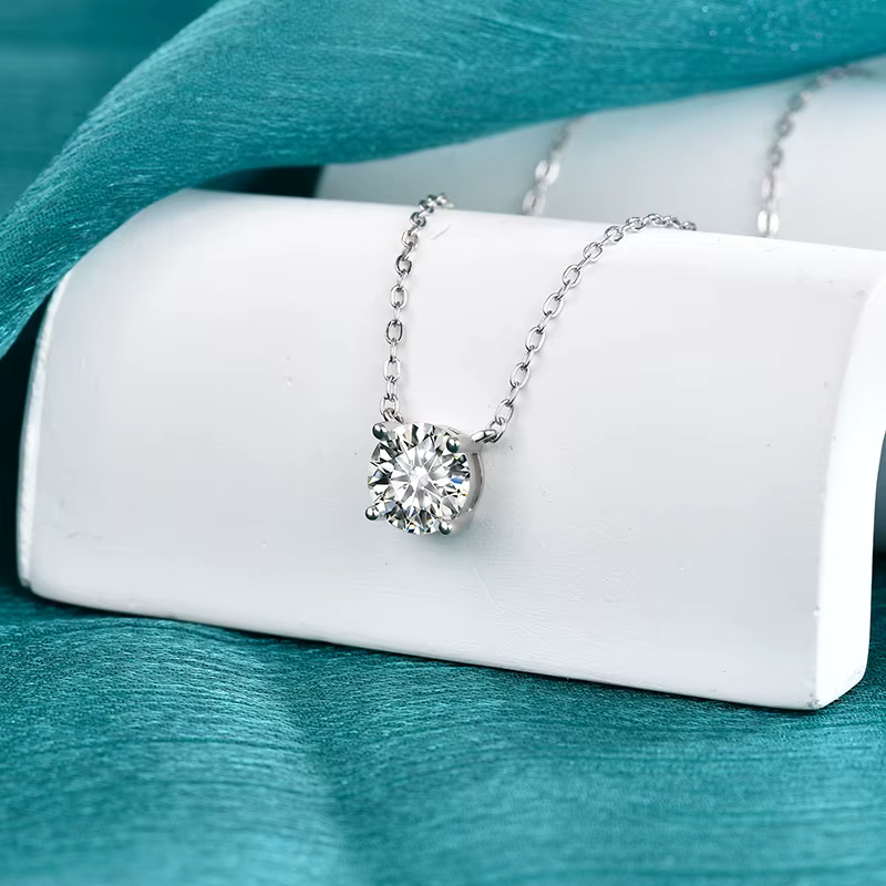 Collier pendentif en argent sterling 925 classique et brillant pour femme