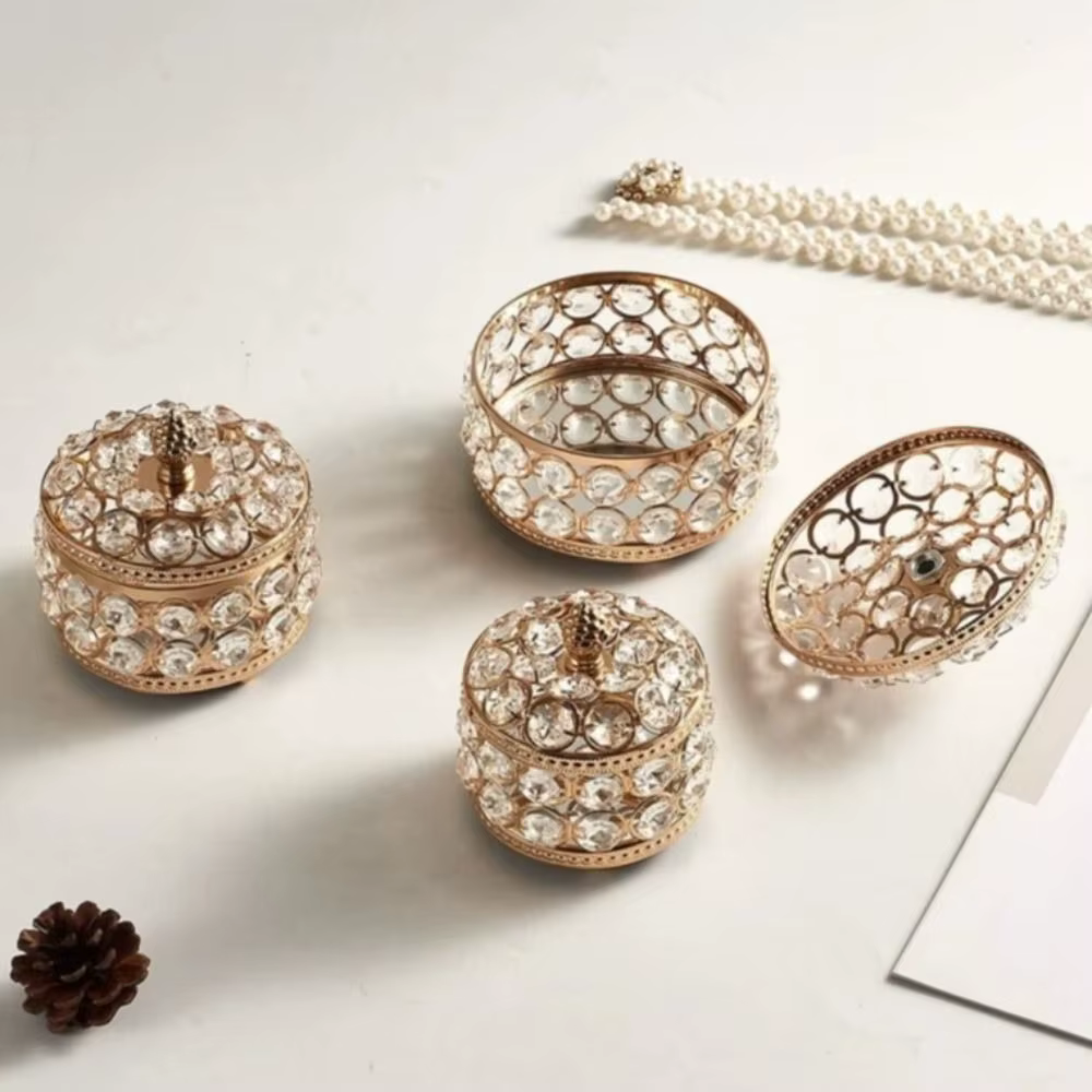 Boîte à bijoux portable de luxe en cristal