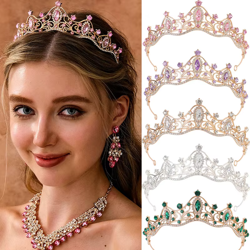 Couronne de mariée Vintage en cristal Baroque