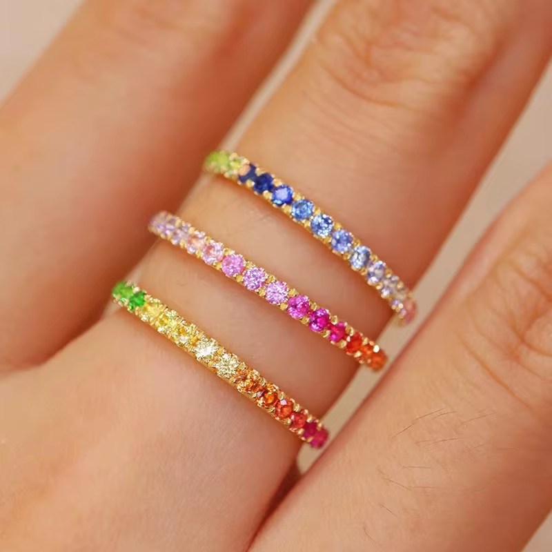 Nouvel ensemble de bagues exquises en argent 925 colorées 2026 - Bague pour femme