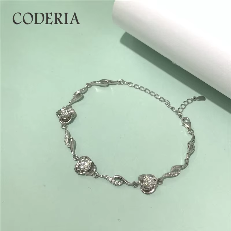 Bracelet Moissanite Rose Design pour Femme et Fille