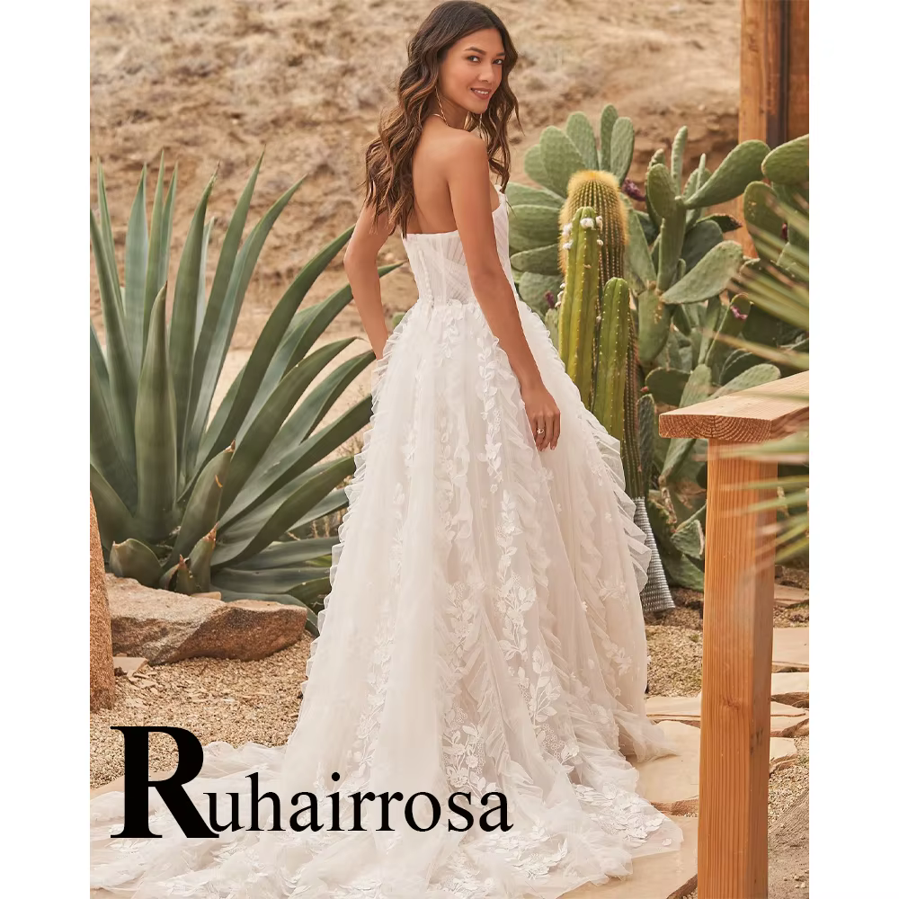 Ruhair – robe de mariée princesse à volants pour femmes