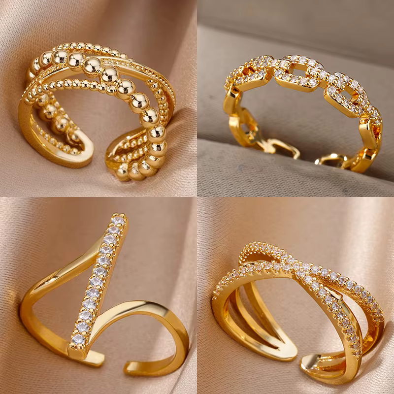 Bagues géométriques en Zircon pour femmes