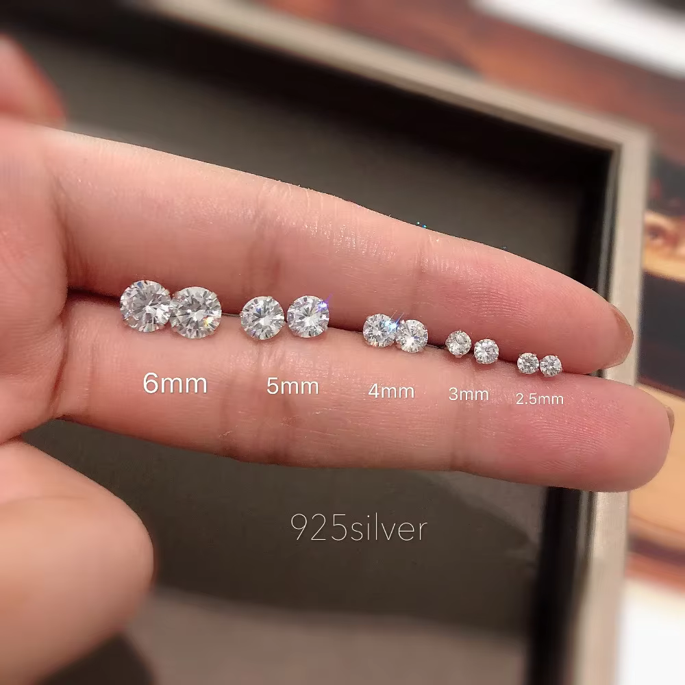 100% réel 925 bijoux en argent Sterling femmes mode mignon minuscule cristal clair CZ boucles d'oreilles cadeau pour les filles adolescentes dame