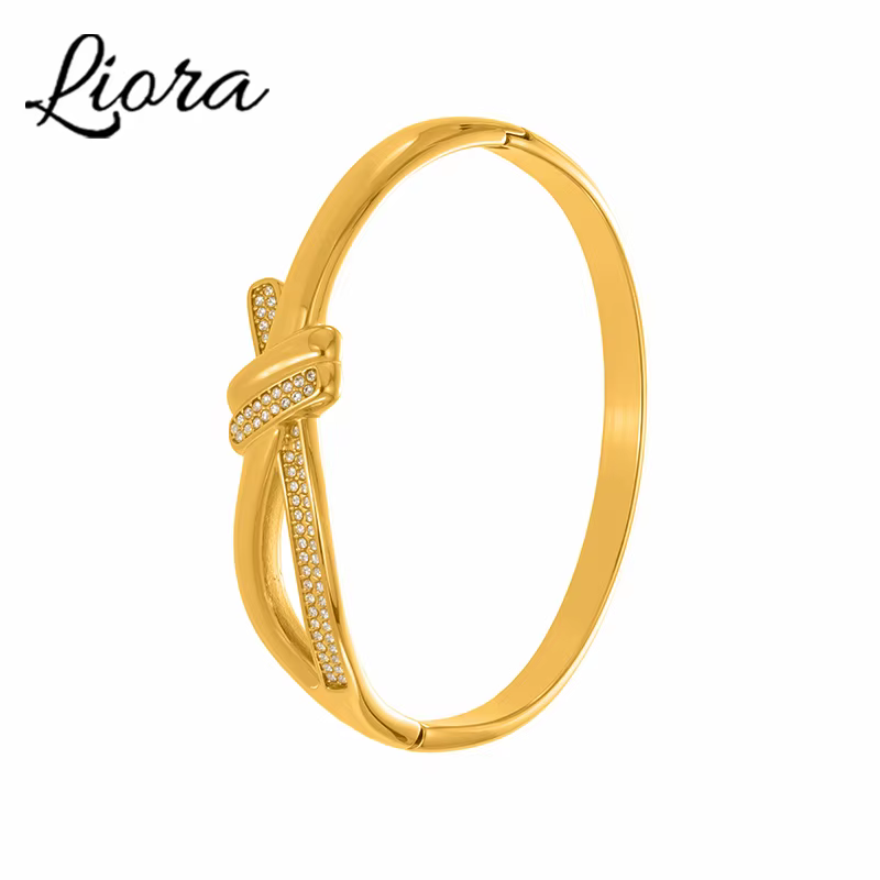 Liora Shine cubique zircone femmes Bracelet Bracelets en acier inoxydable plaqué or étanche Banquet de mariage