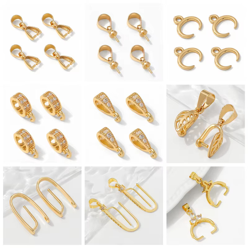 Attache de collier à charnière en laiton plaqué or 14K/18K pour la fabrication de colliers