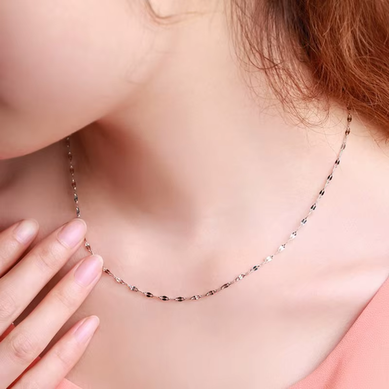 Chaîne double à maillons en or massif 18 carats Au750, 18 pouces, collier délicat et scintillant, 0,43g / 1g, bijoux fins en or véritable pour superposition