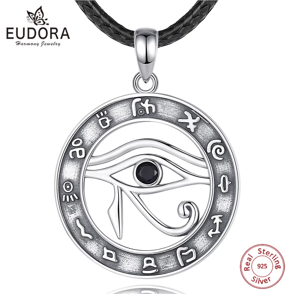 Pendentif œil d'horus égyptien en argent regardé 925