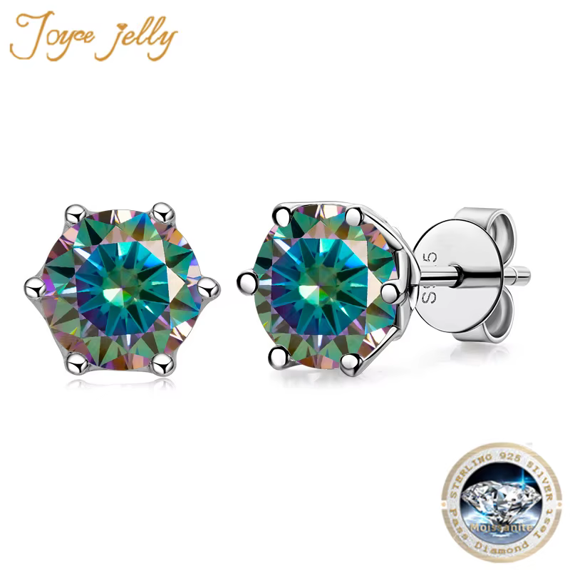 1/2/4CT VVS D couleur Moissanite coupe russe 8H8A laboratoire diamant boucles d'oreilles pour les femmes S925 en argent