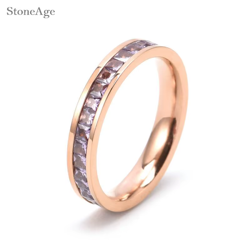Zcompresses-Bague fine en acier au titane glacé pour hommes et femmes