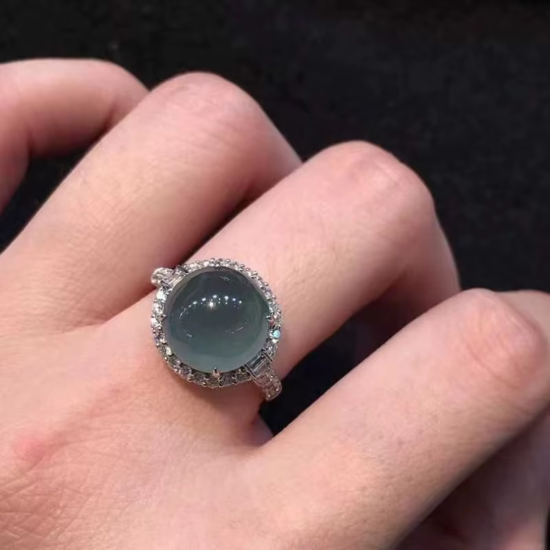 Bagues en calcédoine bleue de lac de glace haute naturelle pour femmes