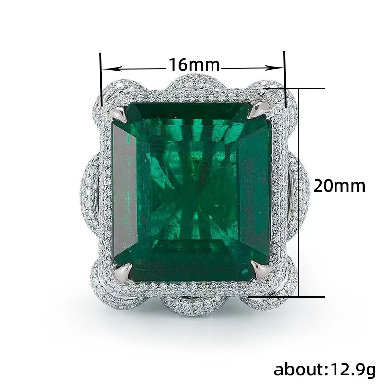 Bague en diamant émeraude de laboratoire Vintage