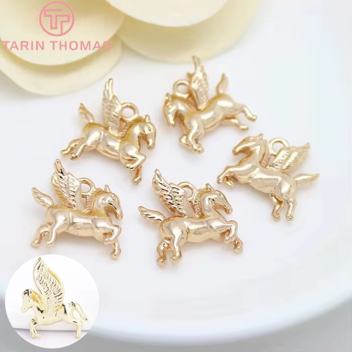 (1896)6 pièces 16x15MM 24K Champagne couleur or plaqué laiton Pegasus cheval breloques pendentifs haute qualité bijoux à bricoler soi-même accessoires