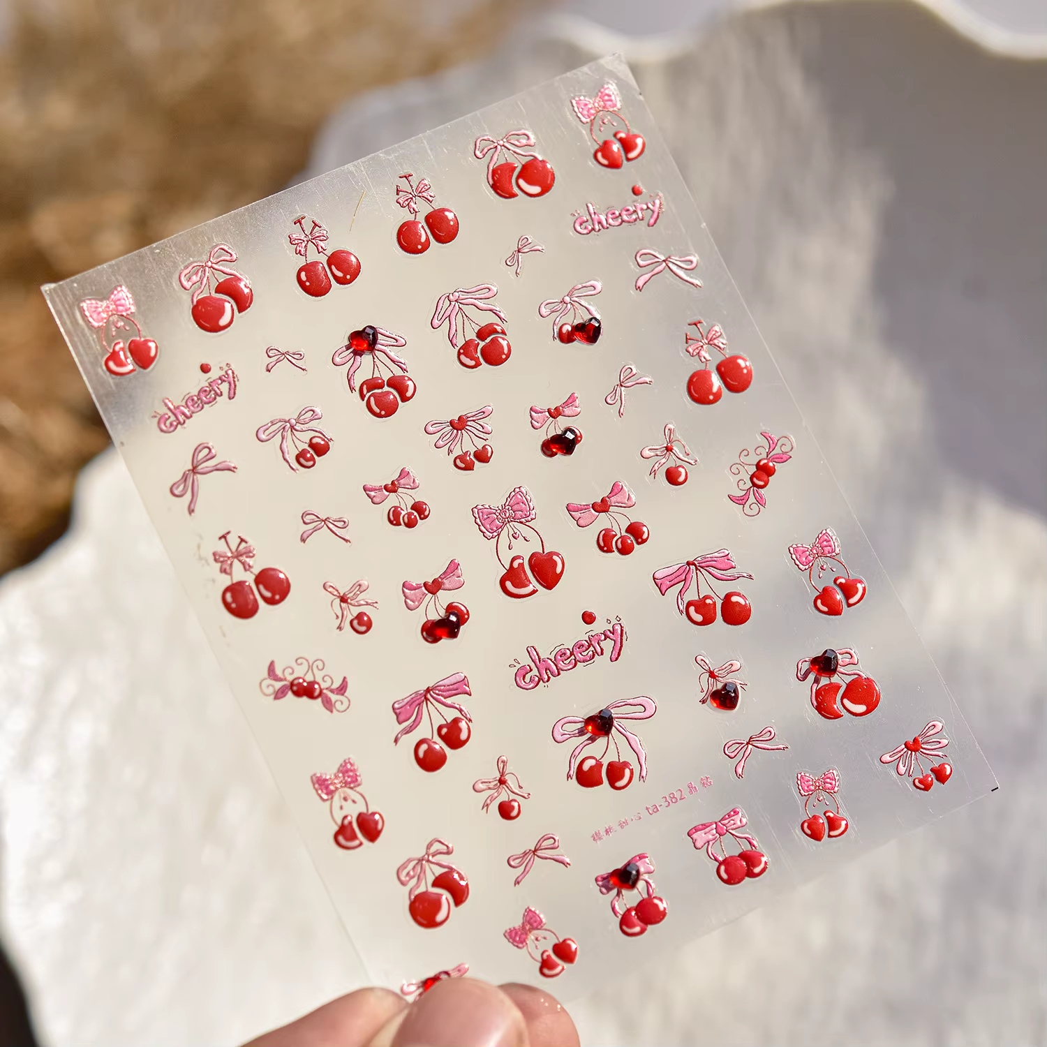 Brillant scintillant vin nœud papillon Sexy rouge raisin Cocktail gobelet tasse Soda liquide auto-adhésif Nail Art autocollants 5D manucure décalcomanies
