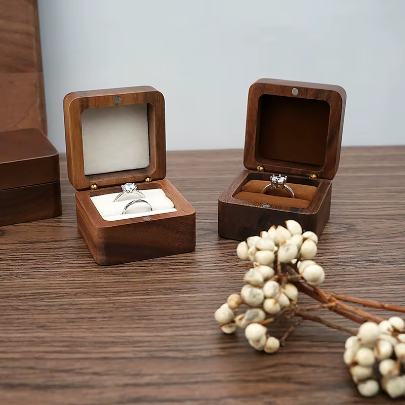 Boîte à bijoux en bois pour matiques de mariage