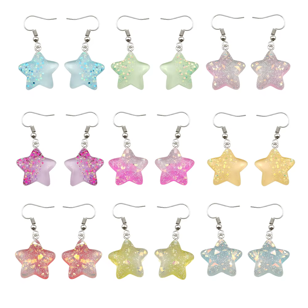 Femmes boucle d'oreille résine étoile boucles d'oreilles Costume Style à la mode enfants fille cadeaux bijoux faits à la main livraison directe en gros