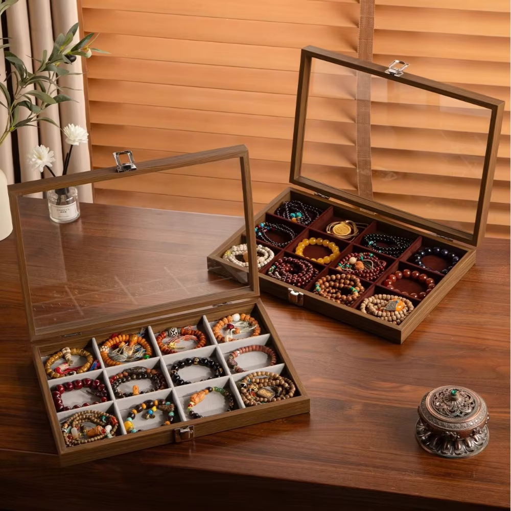Plateau à bijoux en bois de velours