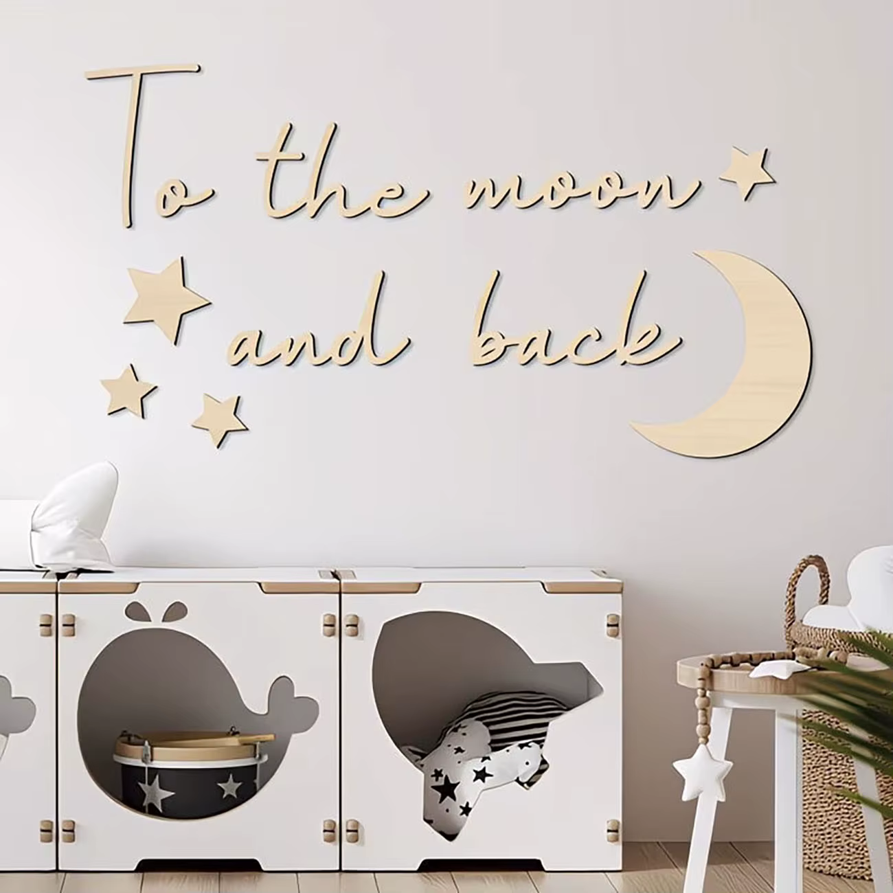 1 ensemble de panneaux muraux en bois « To the Moon and Back »