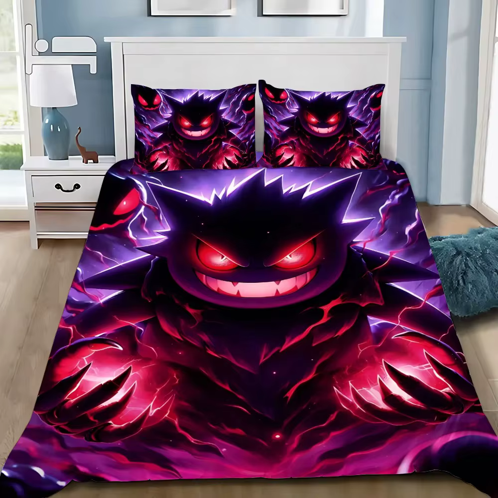 Housse de couette et taie d'oreiller Gengar de dessin animé