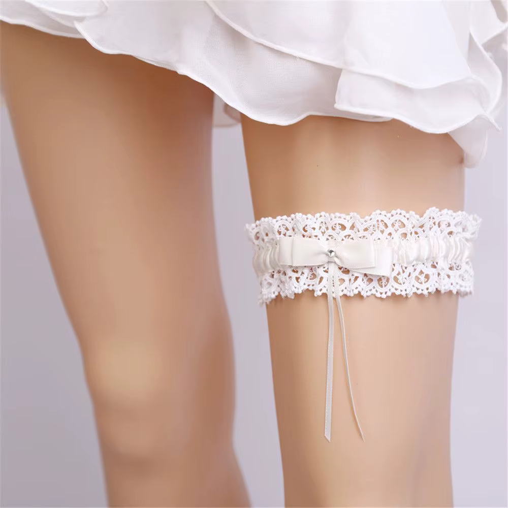 Ceinture de jarretelles bleu en dentelle florale pour femmes