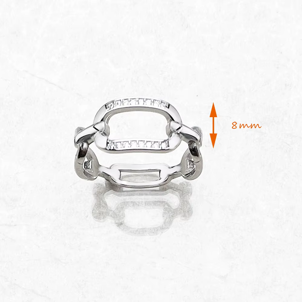 Bague à maillons en argent sterling 925 véritable