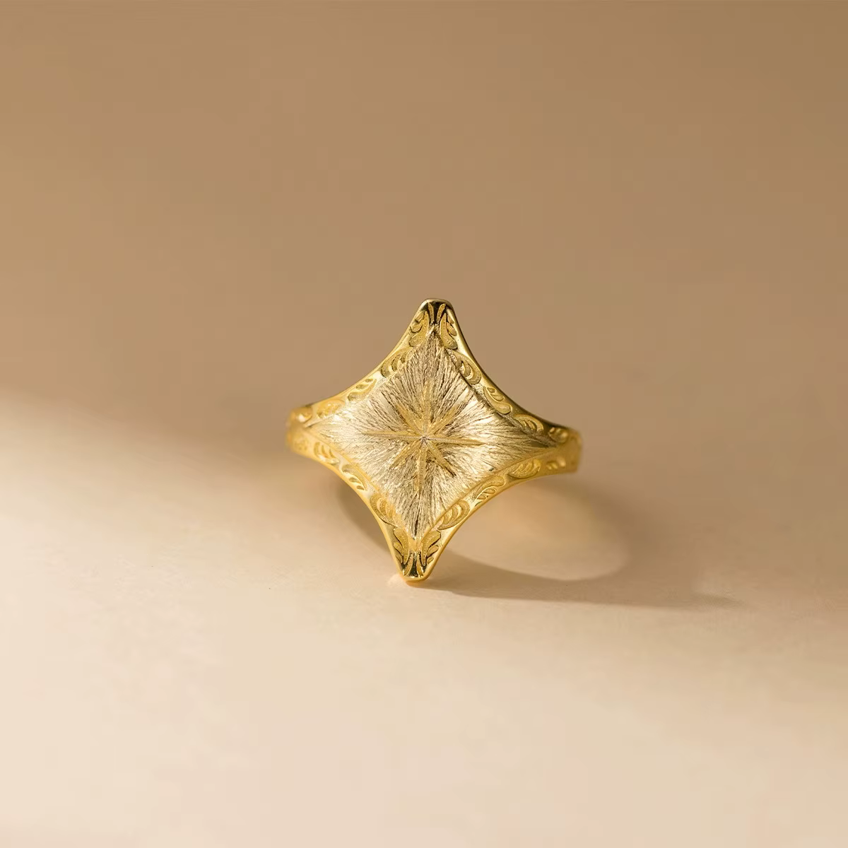 Bagues réglables en argent sterling 925 avec étoile sablée pour femmes