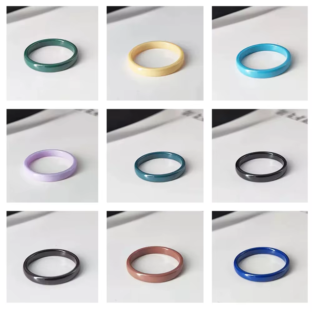 Bague en céramique colorée de 3mm pour femmes et couples
