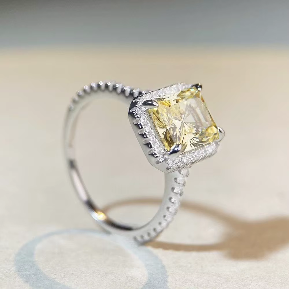 Bague de mariage en or blanc massif 18k pour femmes