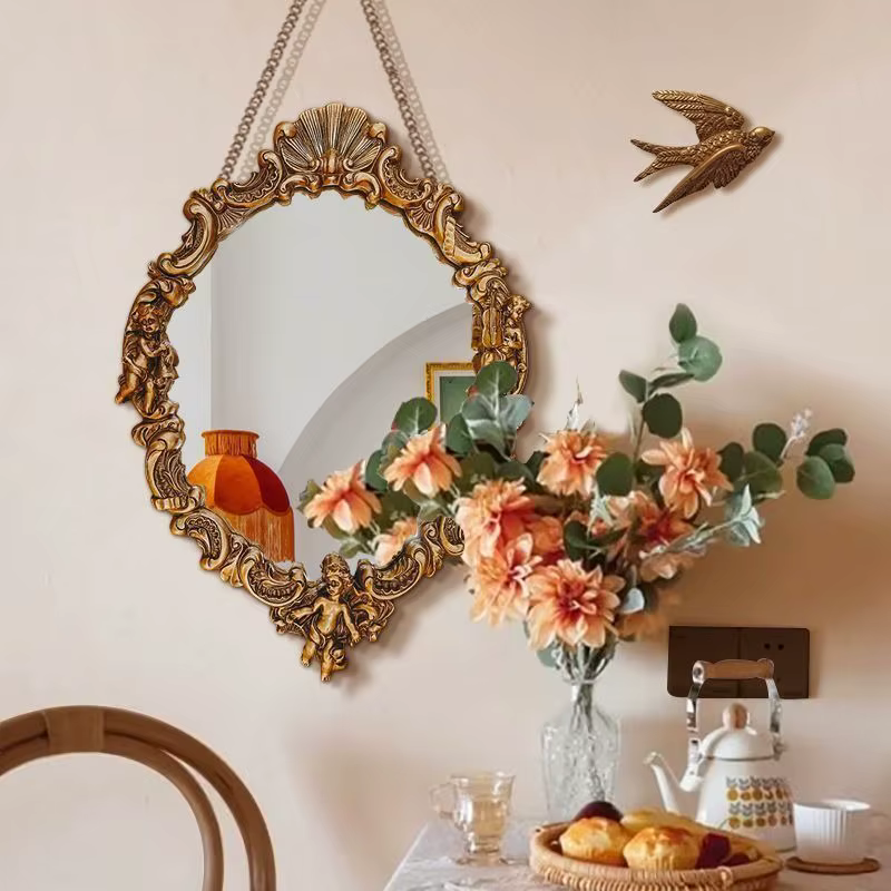 Miroir de maquillage sculpté de luxe léger