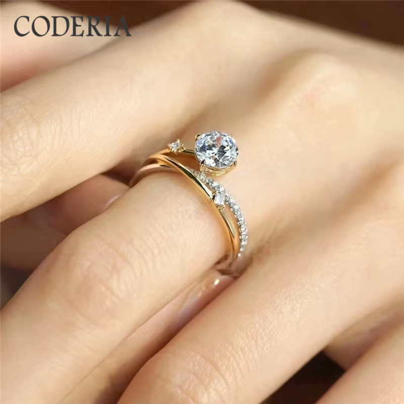 Bague de luxe en argent Sterling 925 avec 4 griffes en forme de piste