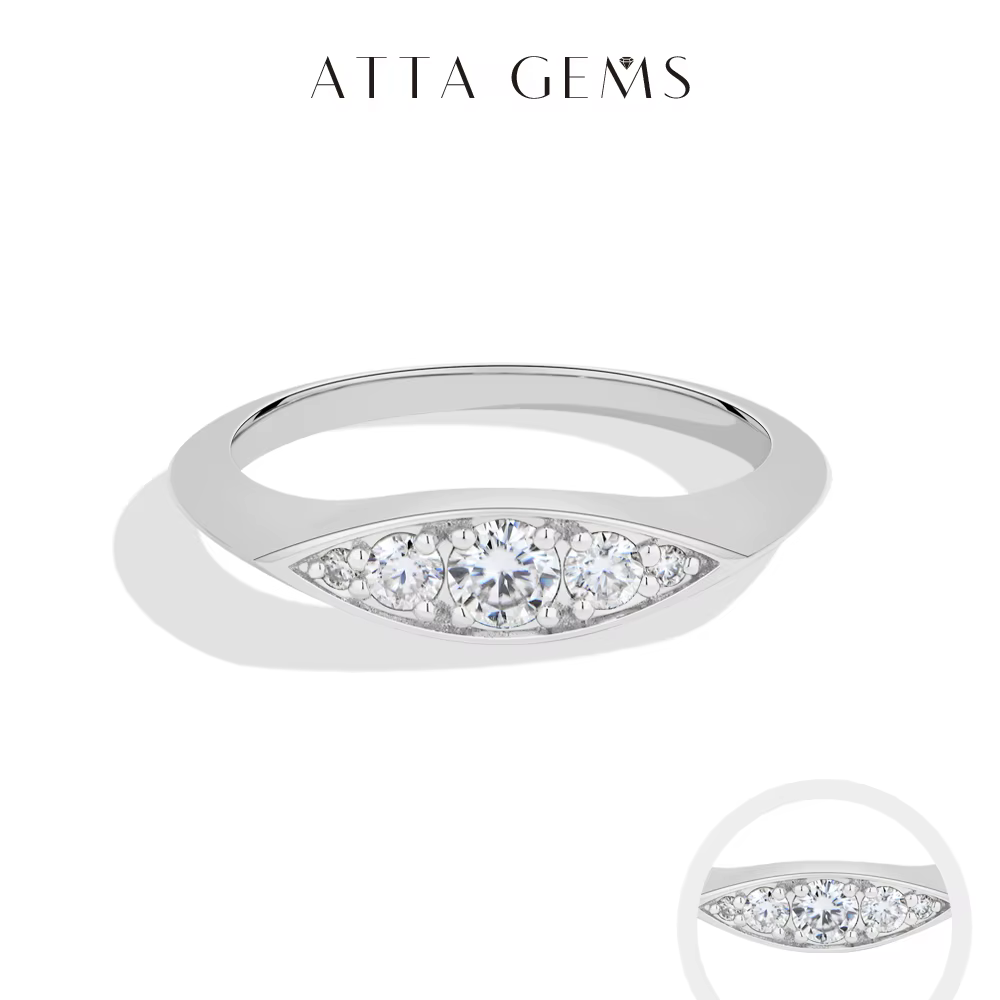ATTAGEMS Nouvelle Bague Tendance en Argent 925 Forme Marquise