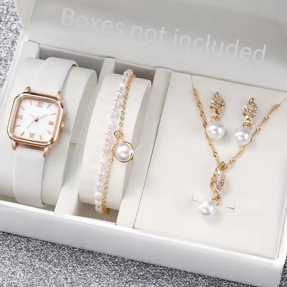 Ensemble de 5 montres à quartz carrées pour femmes