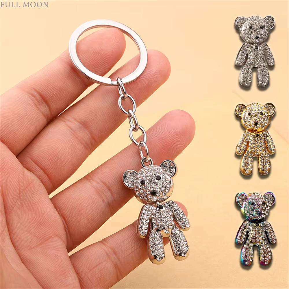 Porte-clés ours en strass de luxe