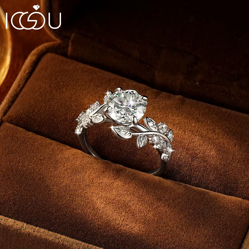 IOGOU – bague de fiançailles solitaire ronde de 8mm